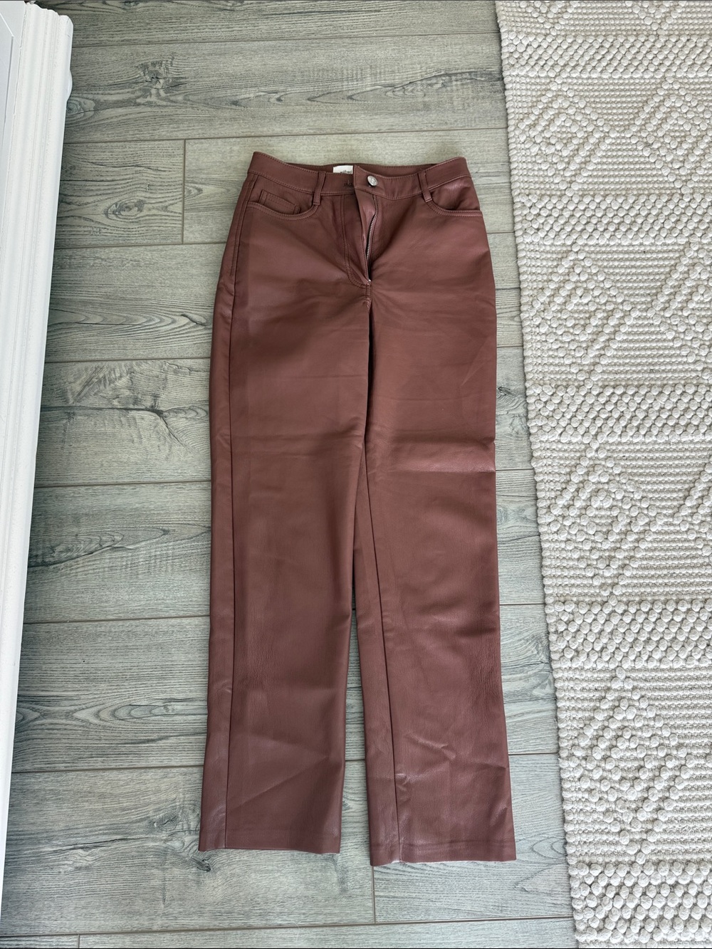 Wilfred Straight-Leg Faux Leather Pants in Rich Chestnut